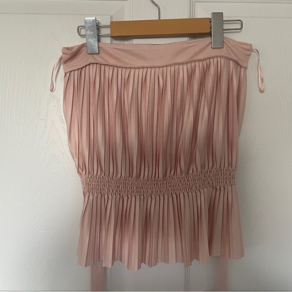 MNG SUIT TALKA Pleated Top Pink Polyester Women’s XS - Picture 5 of 9
